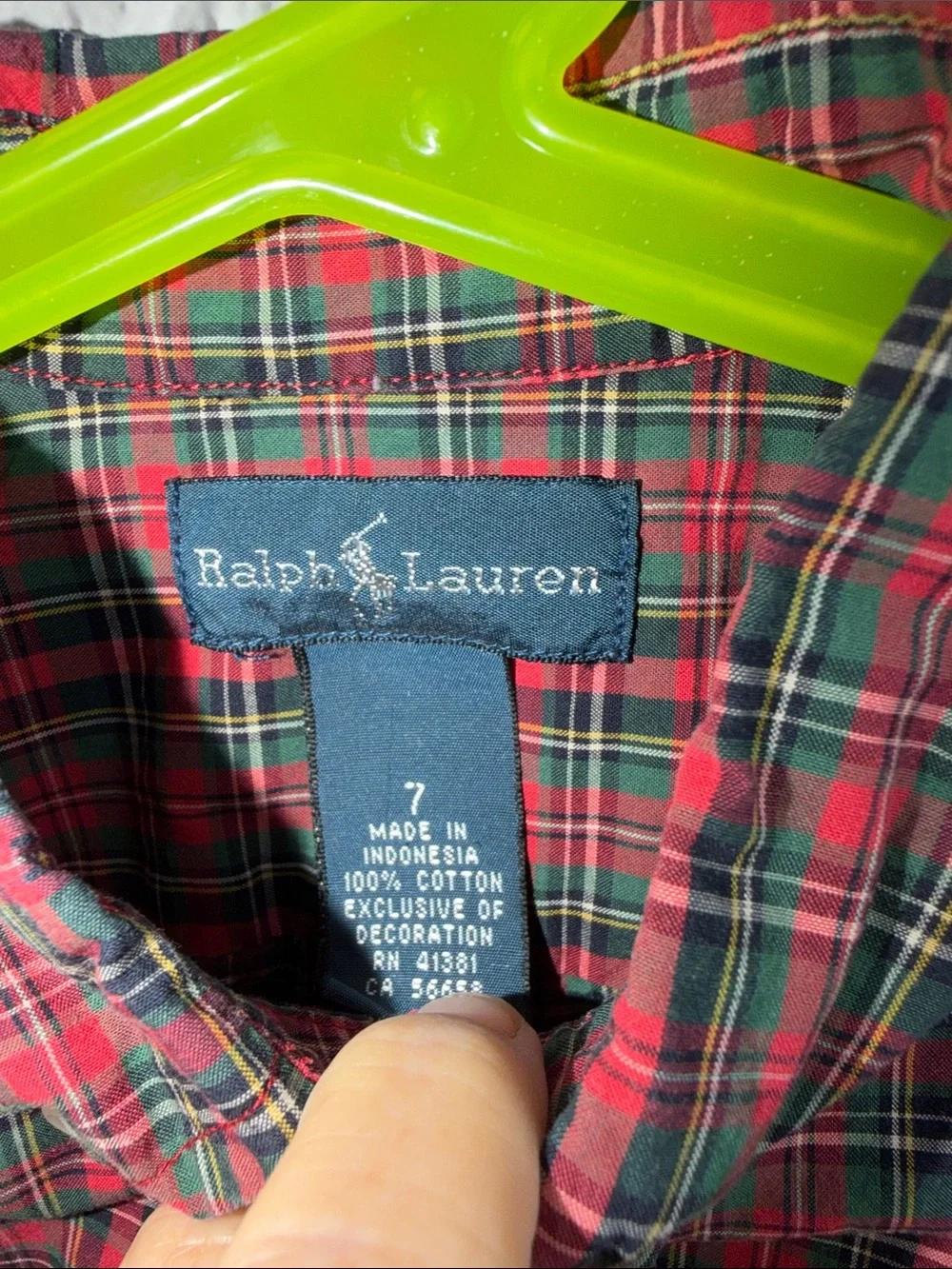 Ralph Lauren Red & Green Plaid Button-Down Shirt